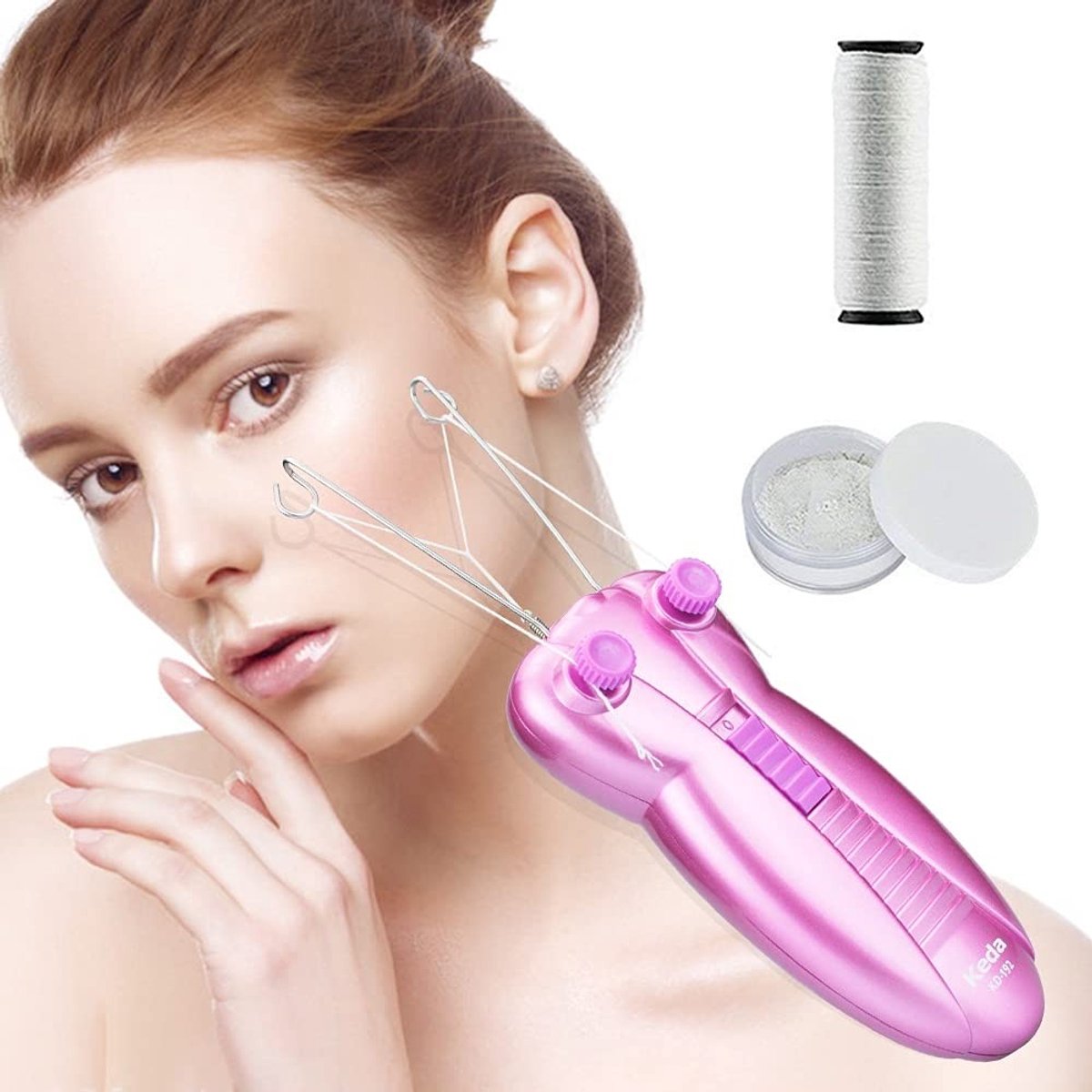 Epilator voor gezicht - Wit - Elektrisch Gezichtshaarverwijderaar met Katoenen Draad - Voor Dames en Gevoelige Huid