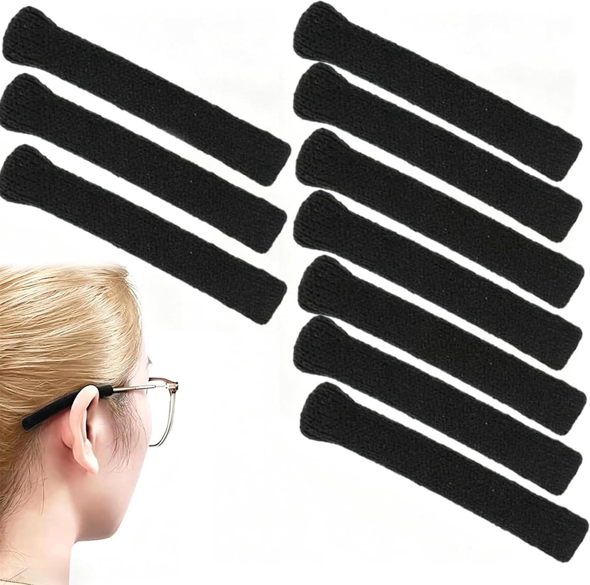 Oorkussentjes Bril - Pootjes Beschermers - Comfortabel Dragen - Antislip Katoen - 10 Stuks - Grijs