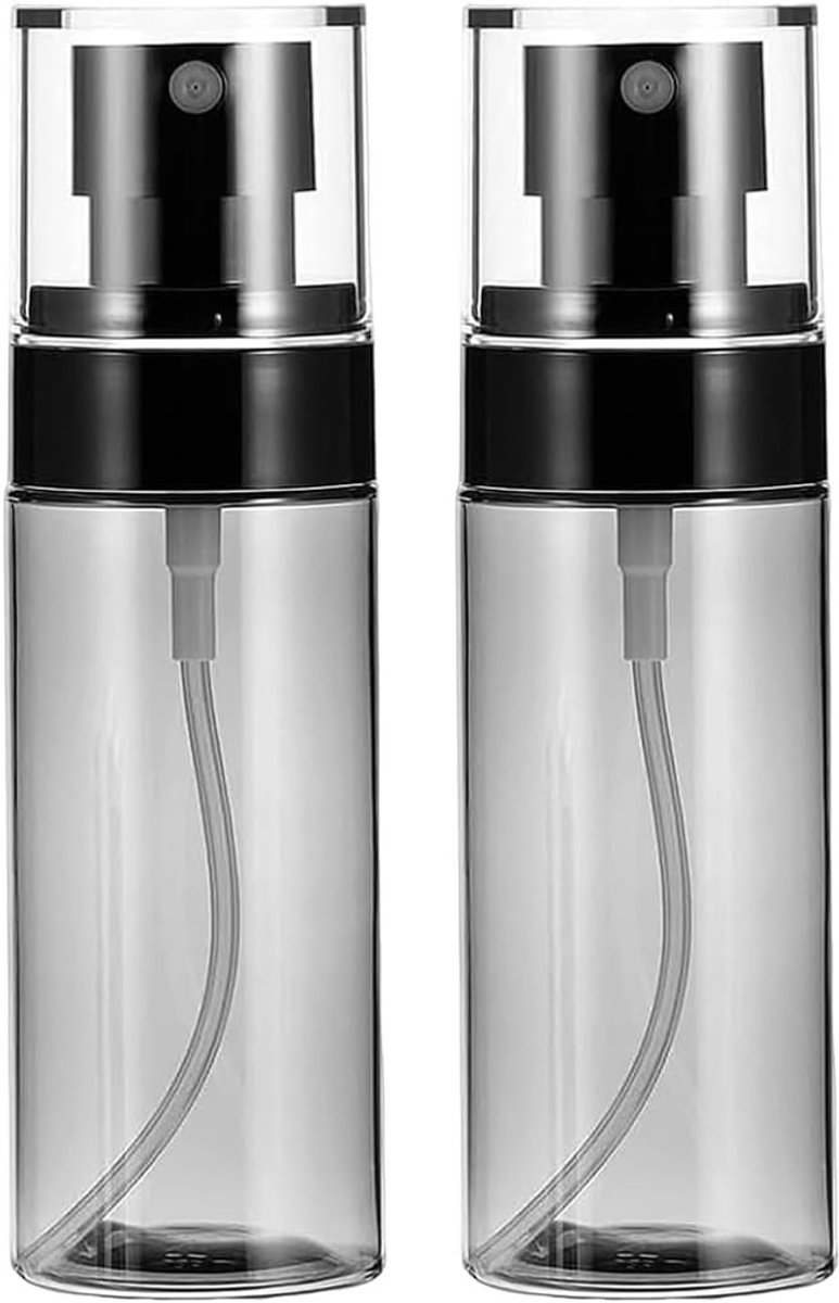 Kleine zwarte sprayflessen, set van 2, hervulbare mini sprayflessen voor parfum en schoonmaakmiddelen, 80 ml