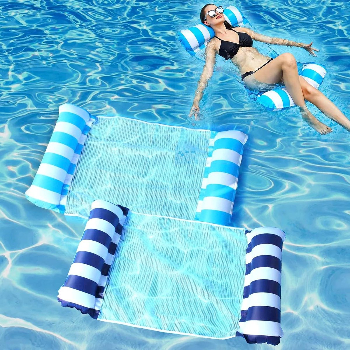 Zwembaddrijvers Opblaasbaar - Hangmat Water Zwevend Bed - Ontspannen in Water - 4-in-1 Functie - 118 x 66 cm