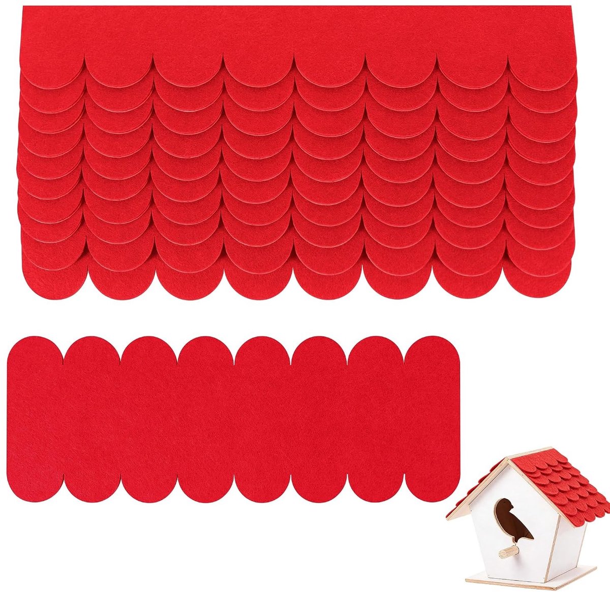 Zelfklevende Dakvilt voor Vogelhuisjes - 22 Stuks Waterdichte Dakshingles voor Nestkasten, Konijnenhokken en Hondenhokken (Rood)