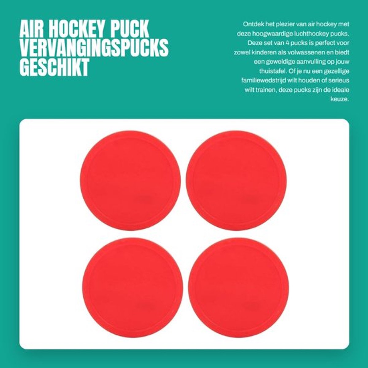 Air Hockey Puck - 4-stuk - Kunststof - Vervanging voor Tafelhockey - Lichtgewicht - Duurzaam - Geschikt voor Thuisgebruik - Hockeyschijf