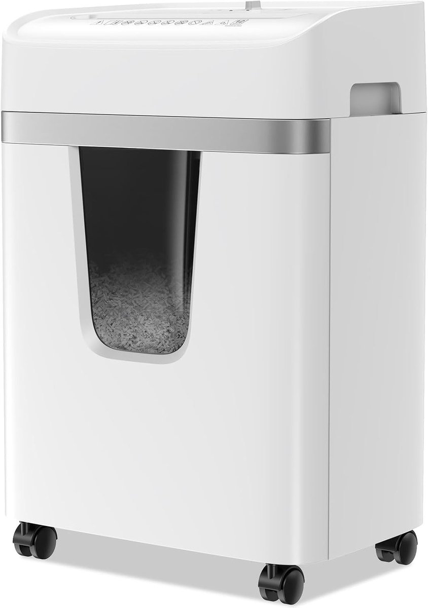 Papierversnipperaar - Wit - Kruissnede DIN P-4 - 20 Liter Emmer - Voor Thuis en Kantoor