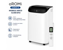 oROMI Climate 12 Mobiele Airco 12000 BTU – 4-in-1 Airconditioner – Koelen, Ventileren &…