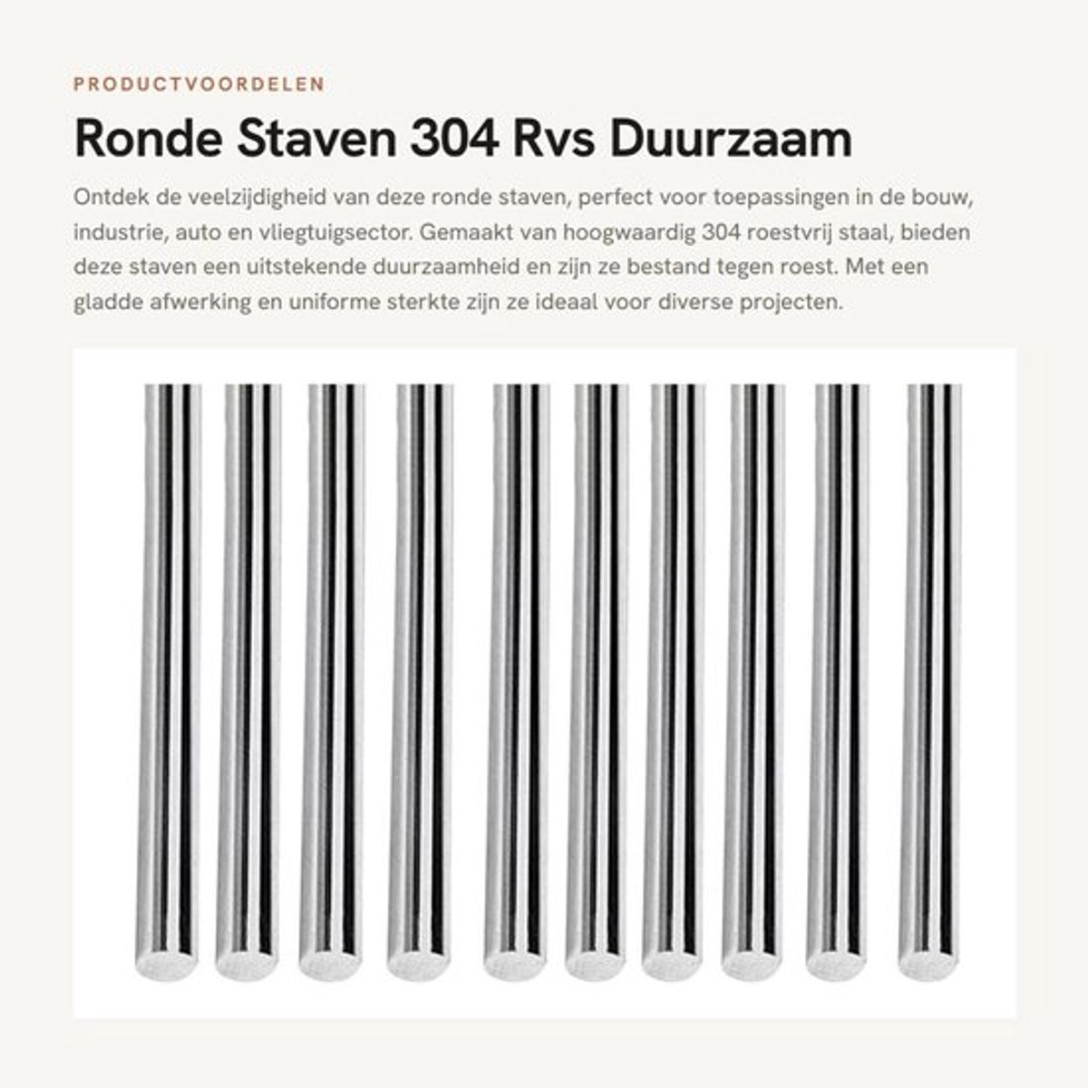 Ronde Staven 10 Stuks - 304 Roestvrij Staal - 8mm x 150mm - Schachtstang - Duurzaam - Ideaal voor Doe-het-zelfprojecten - Stalen Staven