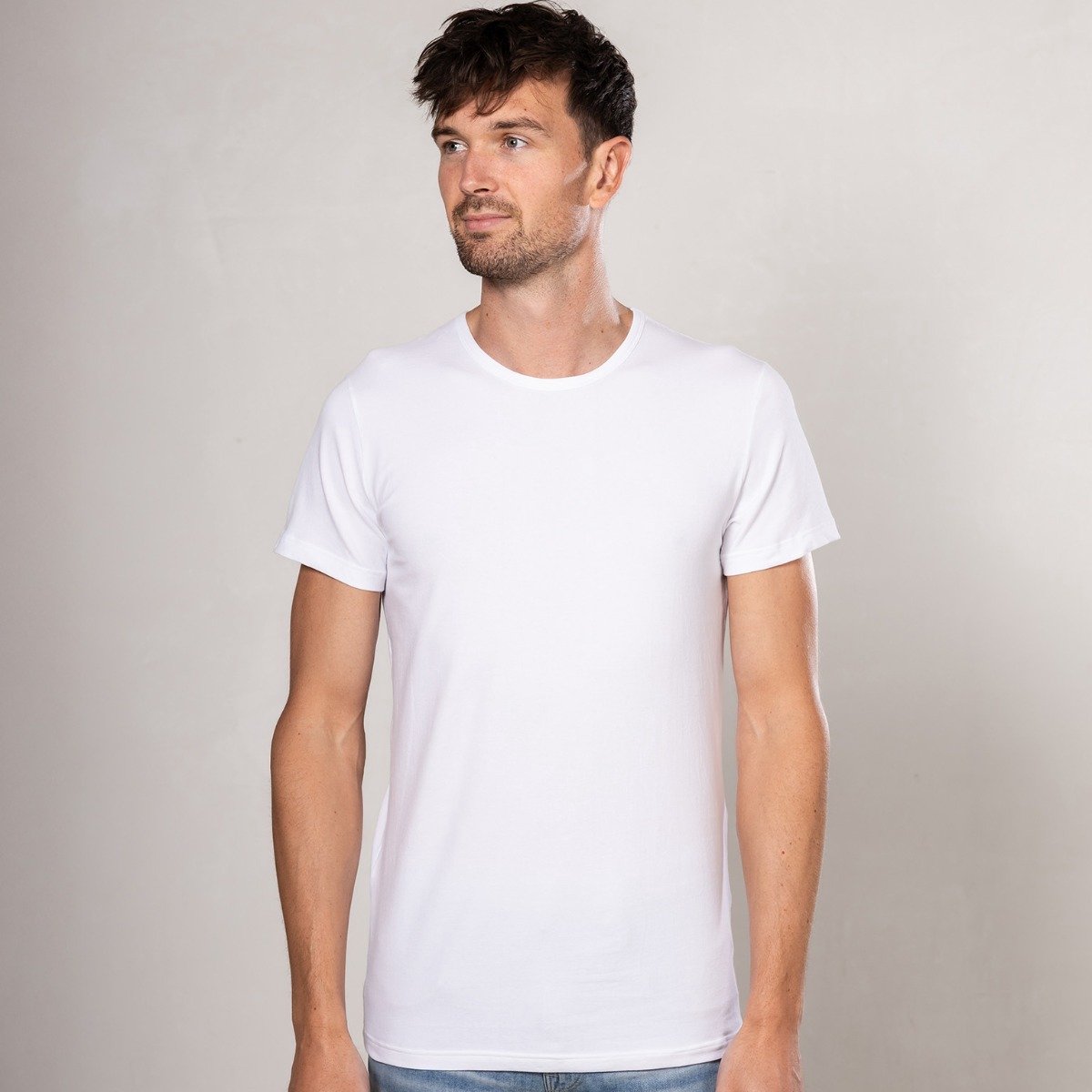 Alca Fashion - Extra Long - Heren T-Shirt Ronde Hals - Wit - L