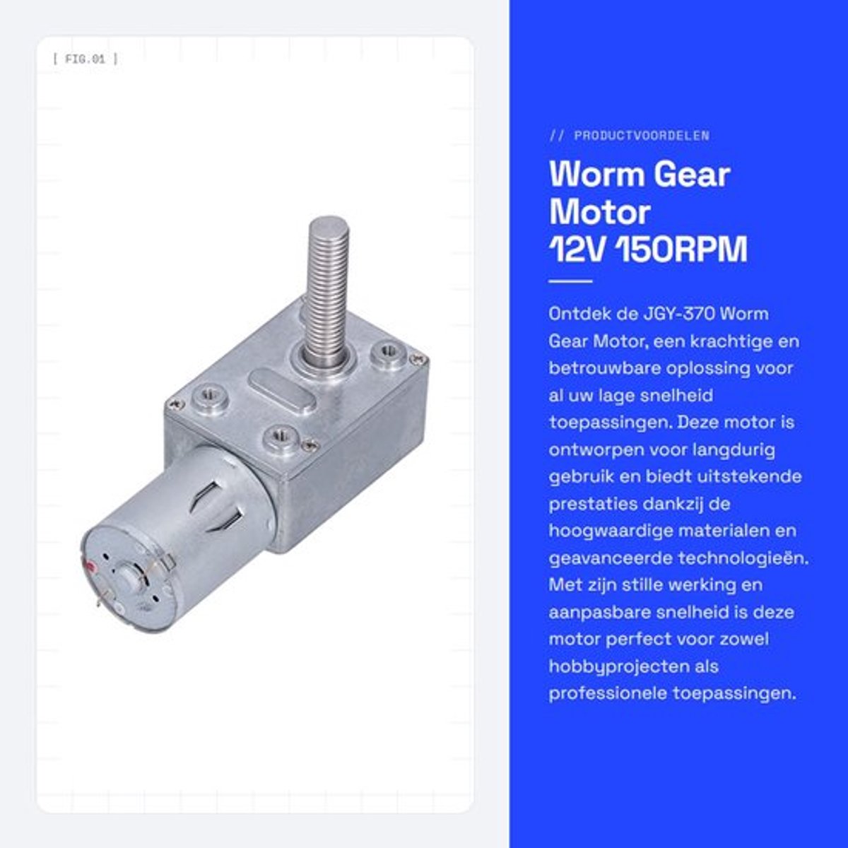 Worm Gear Motor - 12V 150RPM - Stille en Duurzame Motor - M8 Schroefas - Voor Hobby en Modelbouw - Hoog rendement - Robuuste constructie
