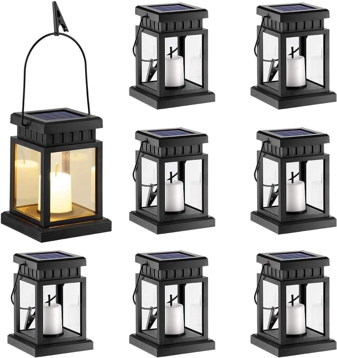 Parasolverlichting - Wit - Maat 6 UK - Zonne-energie Hangende Lantaarns met Paal - Voor Buiten, Tuin en Terras