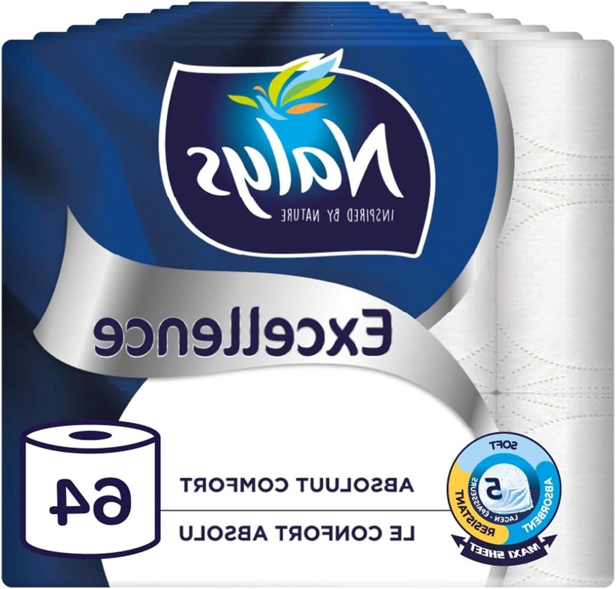 Toiletpapier 5 Lagen - WC Papier Zacht Papier - Optimaal Comfort - Dikkere Grotere Vellen - 64 Rollen - Wit