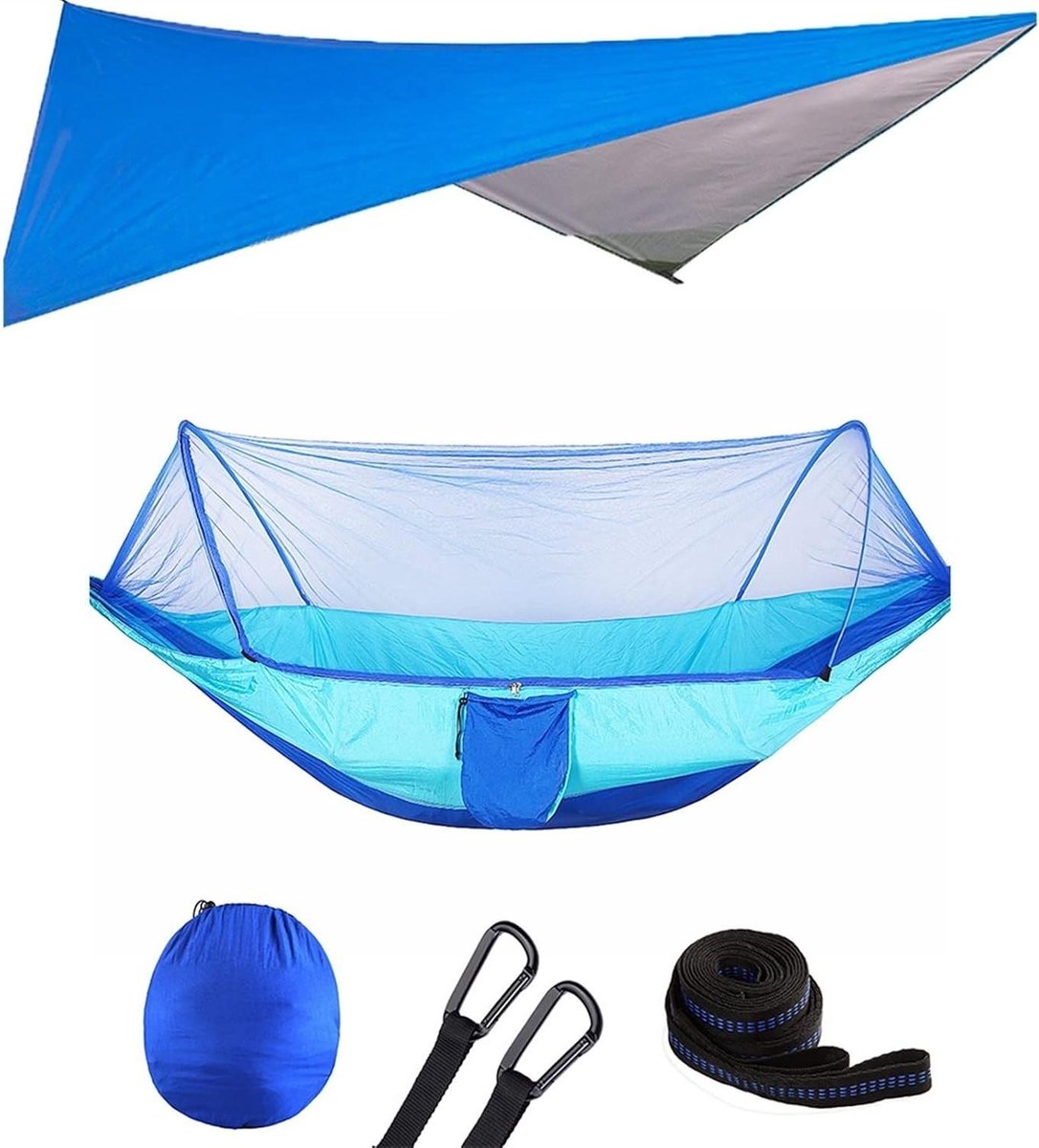 Net Hammock Tent - Hangmat met Klamboe - Kamperen en Reizen - Waterdicht Canopy - 250 x 120 cm - Oranje