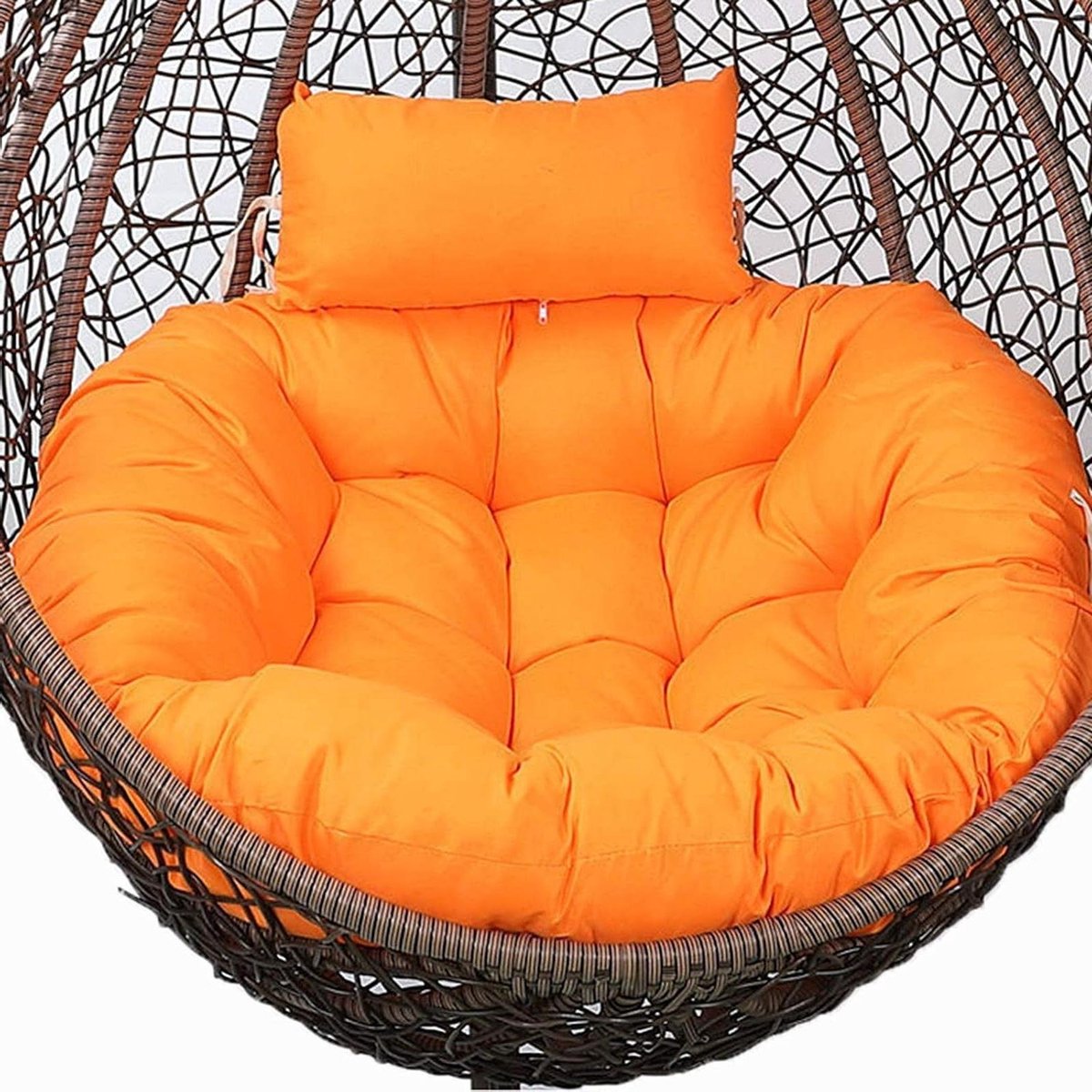 Hangstoel Kussen - Eierstoel Kussen Schommelstoel Kussen - Buiten Ontspannen - 15cm Extra Dikke Vulling - 105 cm Diameter - Oranje
