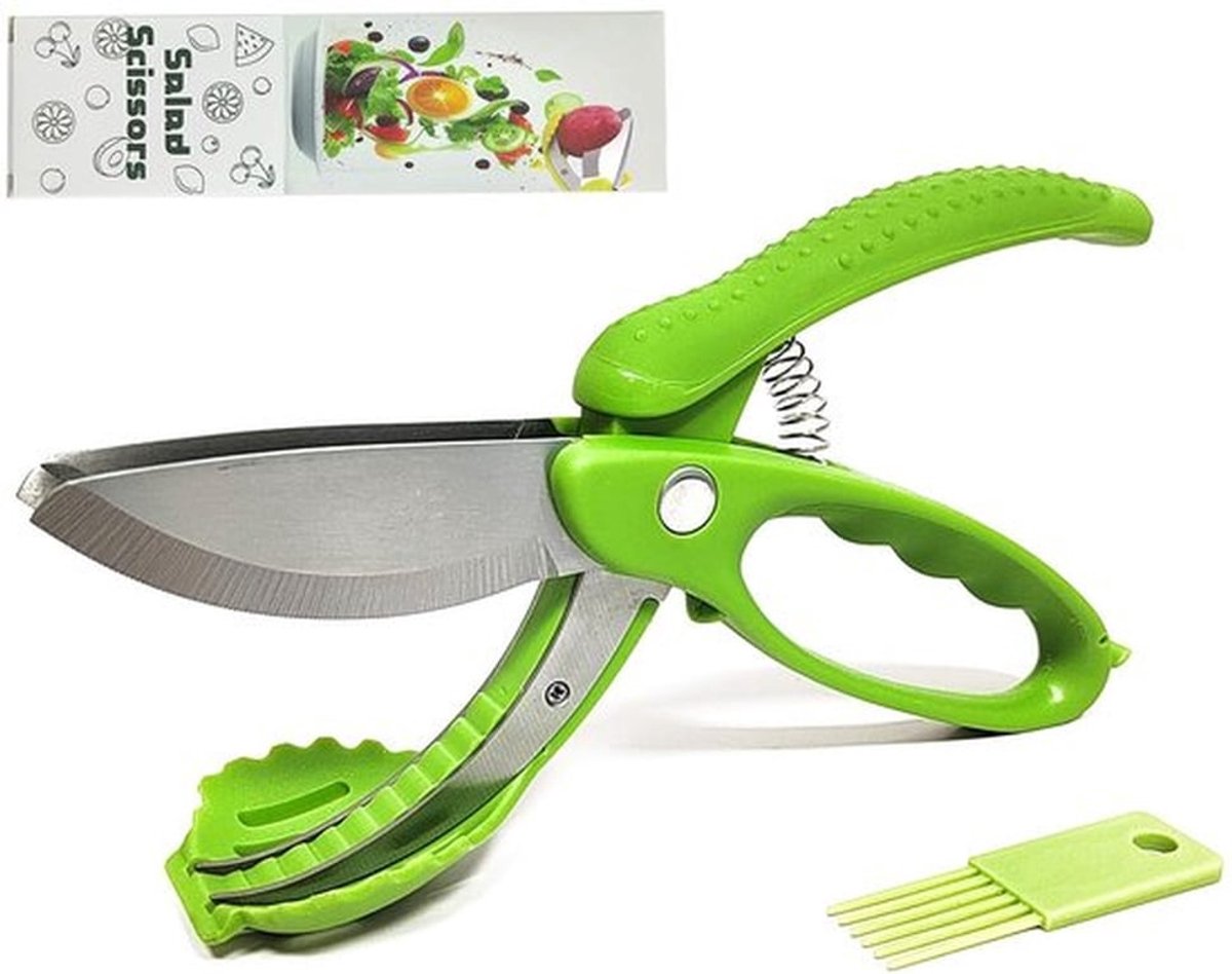 Salade Schaar Dubbele Bladen - Keuken Schaar - RVS - Ergonomische Handgreep - Antislip - Voor Snijden van Groenten en Fruit