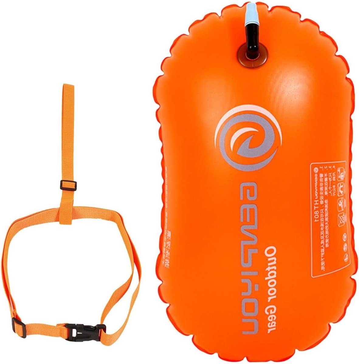 Opblaasbare Zwem Drijver - Zwemzak Zwemboei - Veilig Zwemmen - Dubbele Luchtzakken - 48 x 29 cm - Helder Oranje