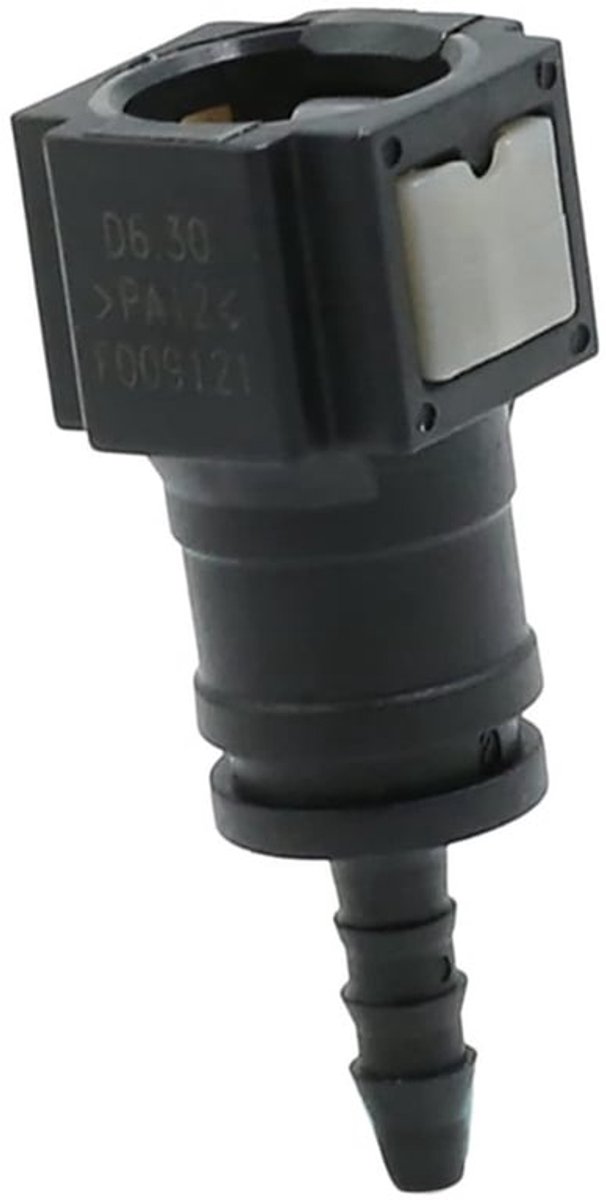 Brandstofleiding Snelle Aansluiting - Quick Release Connector - Rubber Afdichtring - Plastic - Zwart/Bruin - Diameter 6,30mm - Brandstofconnector