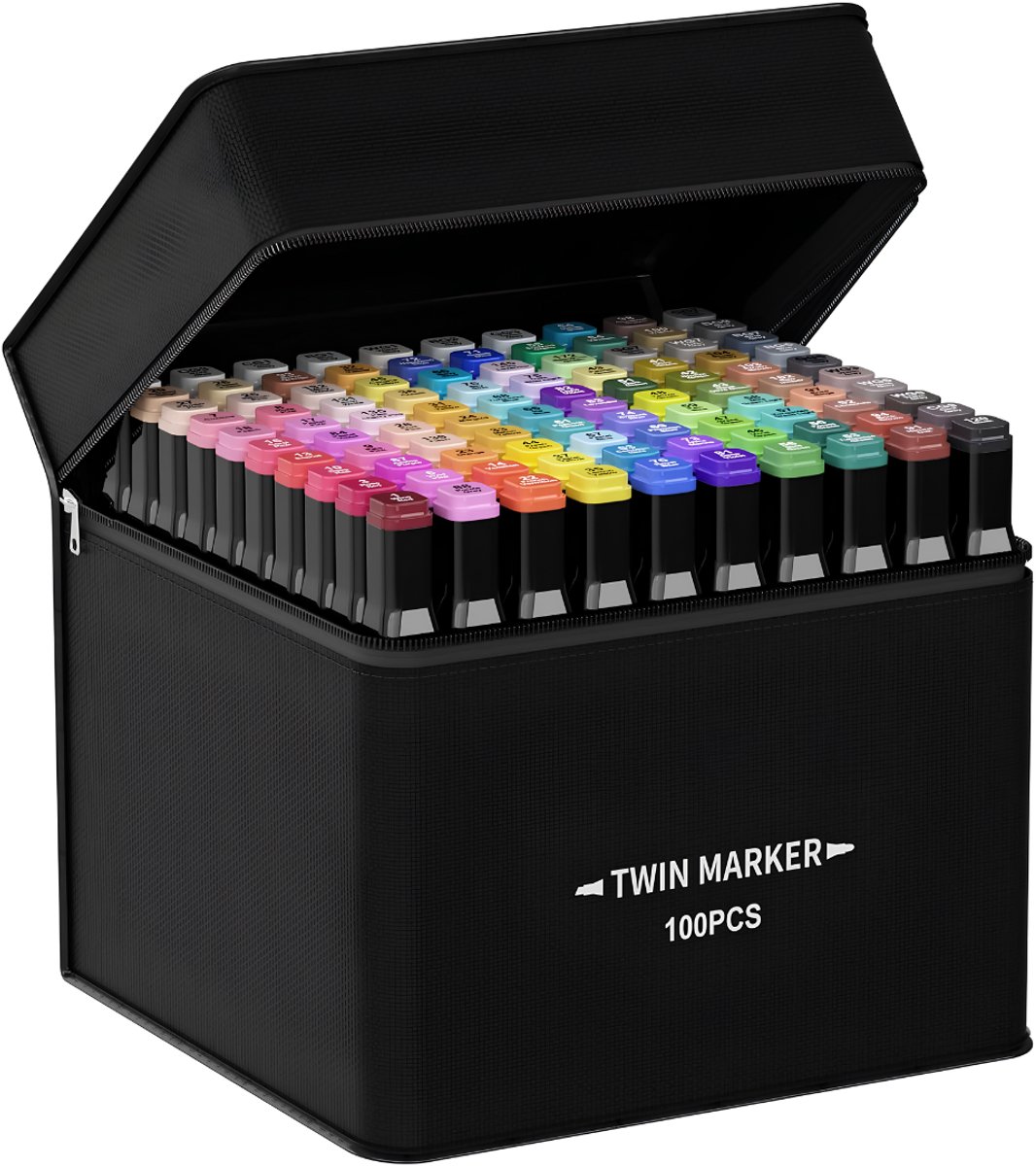 Lìon® Twinmarkers - 100 Stukken - Alcoholmarkers Set - Alcoholpennen - Multikleur - 2cm x 2cm x 15cm
