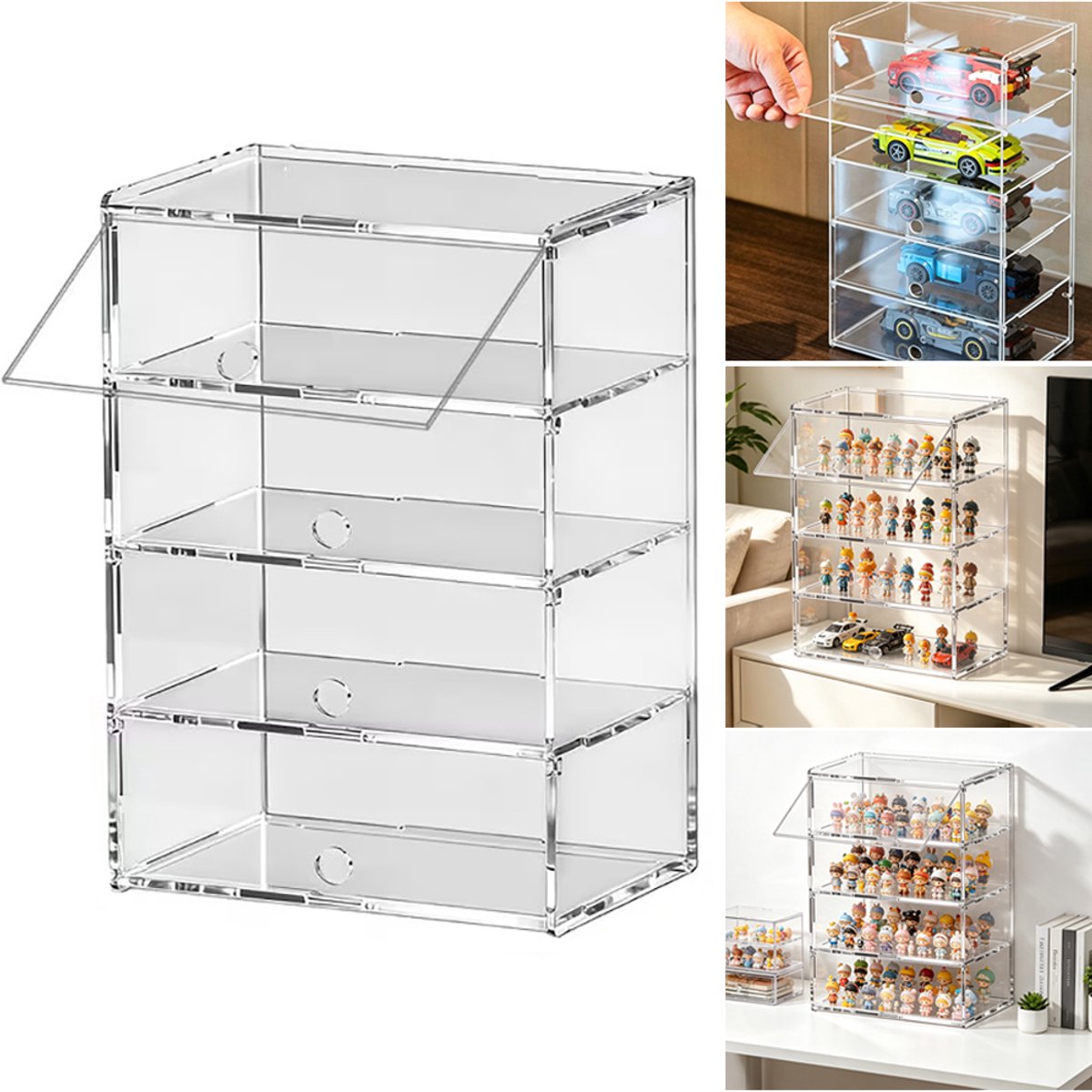 4-Laags Transparante Vitrinekast Voor Beeldjes - Acryl Opbergdoos - Stofbestendige Vitrine - Acryl Vitrine