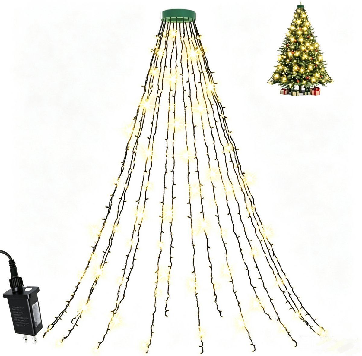 carmdering - Kerstboomverlichting - LED Kerstverlichting - Lichtsnoer Kerst - 400 LED Kralen - 8 Knippermodi - IP44 Waterdicht - Voor Bomen 1-2 Meter - 1 Set - voor Binnen en Buiten