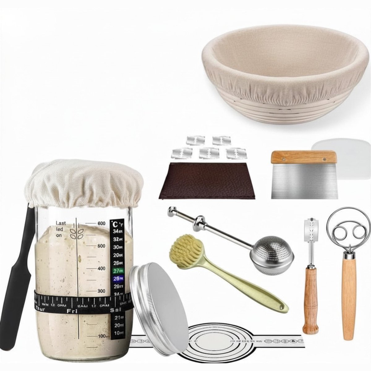 Ploutos® Zuurdesem Starter Set - 14 Stuks - Zuurdesem Starterset - Zuurdesem - Naturaal - 26cm x 26cm x 12cm