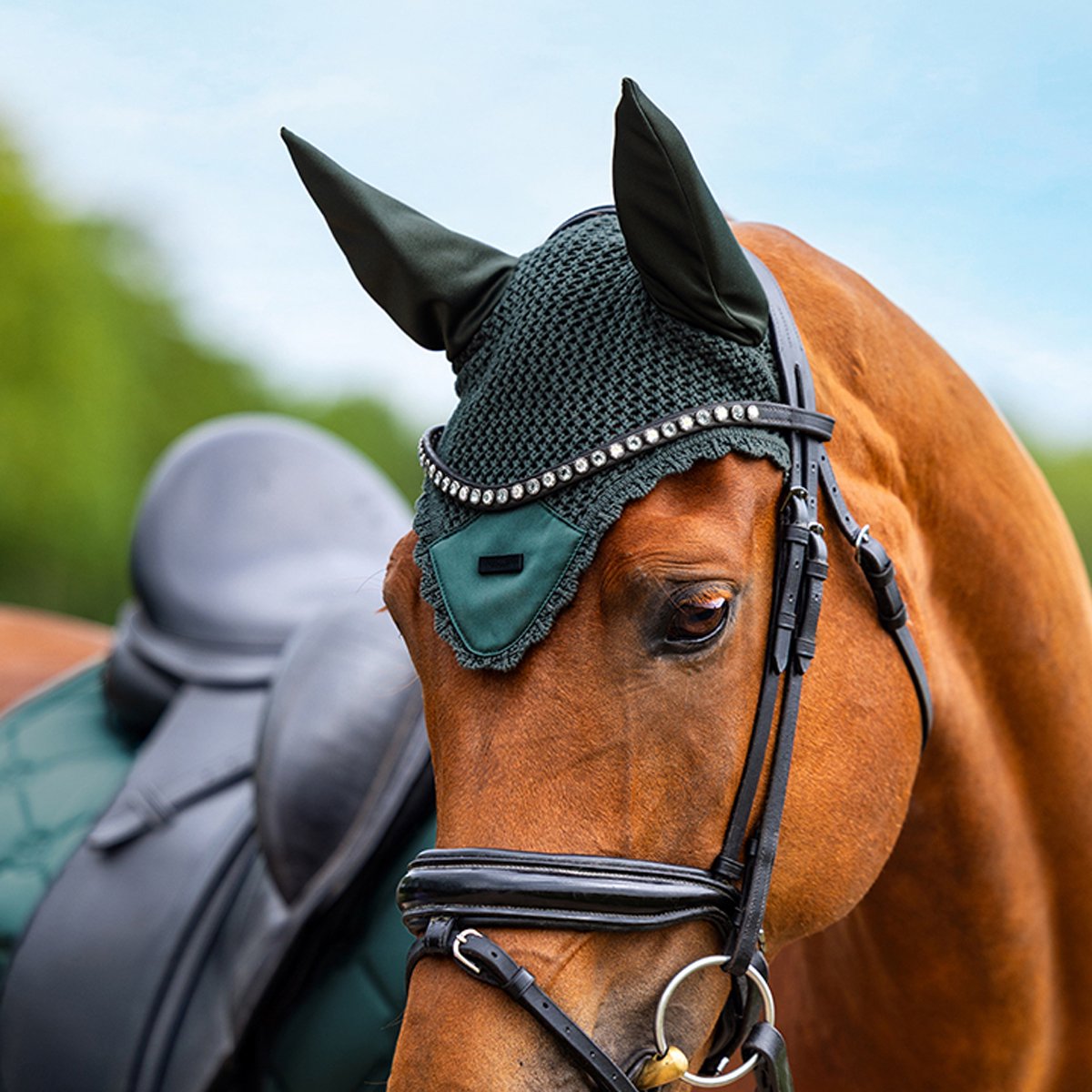 Equestrian Stockholm Oornetje Equestrian Stockholm Satin Sycamore Green Donkergroen