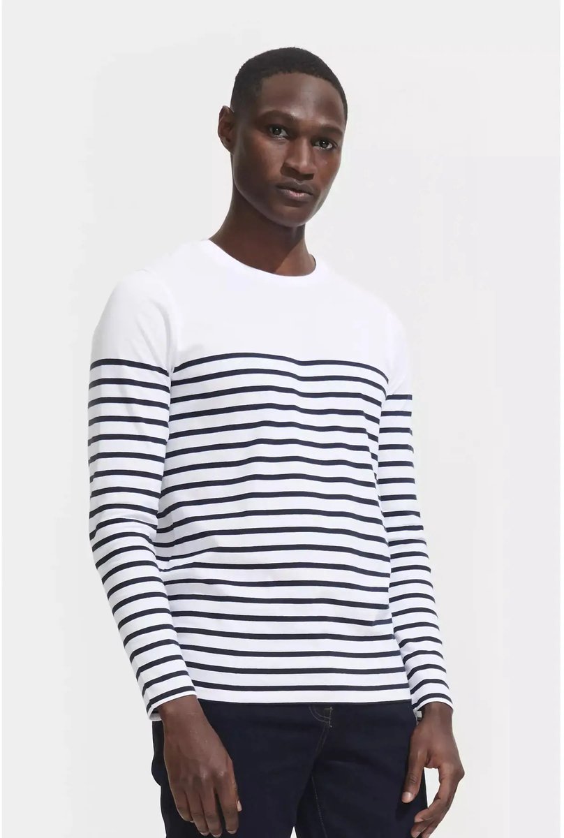 SOL'S Men´s Long Sleeve Striped T-Shirt Matelot L03099 - white/navy - L