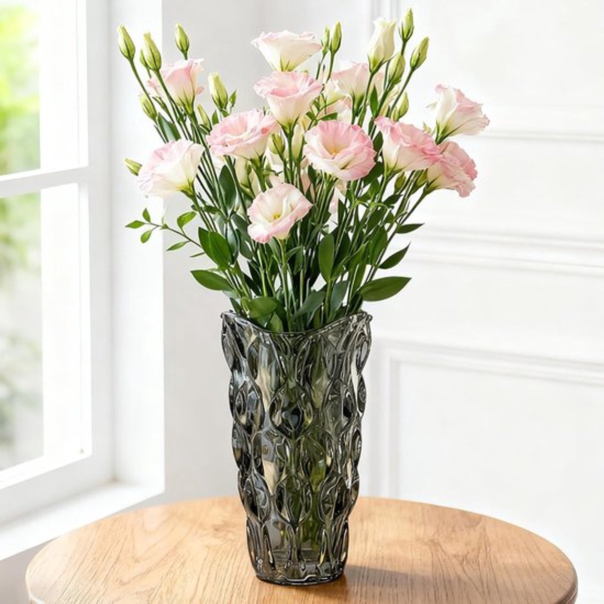 Moderne Minimalistische Glazen Vaas van 24 cm Hoog voor Bloemenarrangementen, Decoratie voor Thuis en Kantoor, Perfect als Trouwen of Verhuisgeschenk