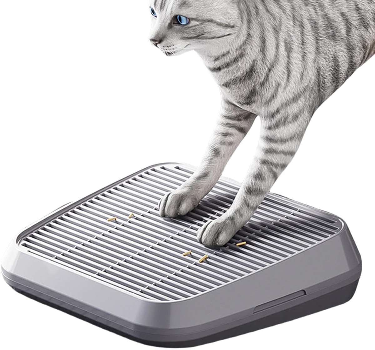 Draagbaar kattenbak - Kattenbakopstapje met wasbare - Waterdichte mat met opstaande rand die kattengrit opvangt - Makkelijk schoon te maken - Stevig pedaalkrukje voor binnen - Voor kittens en oudere katten - 35 x 30 x 9 cm