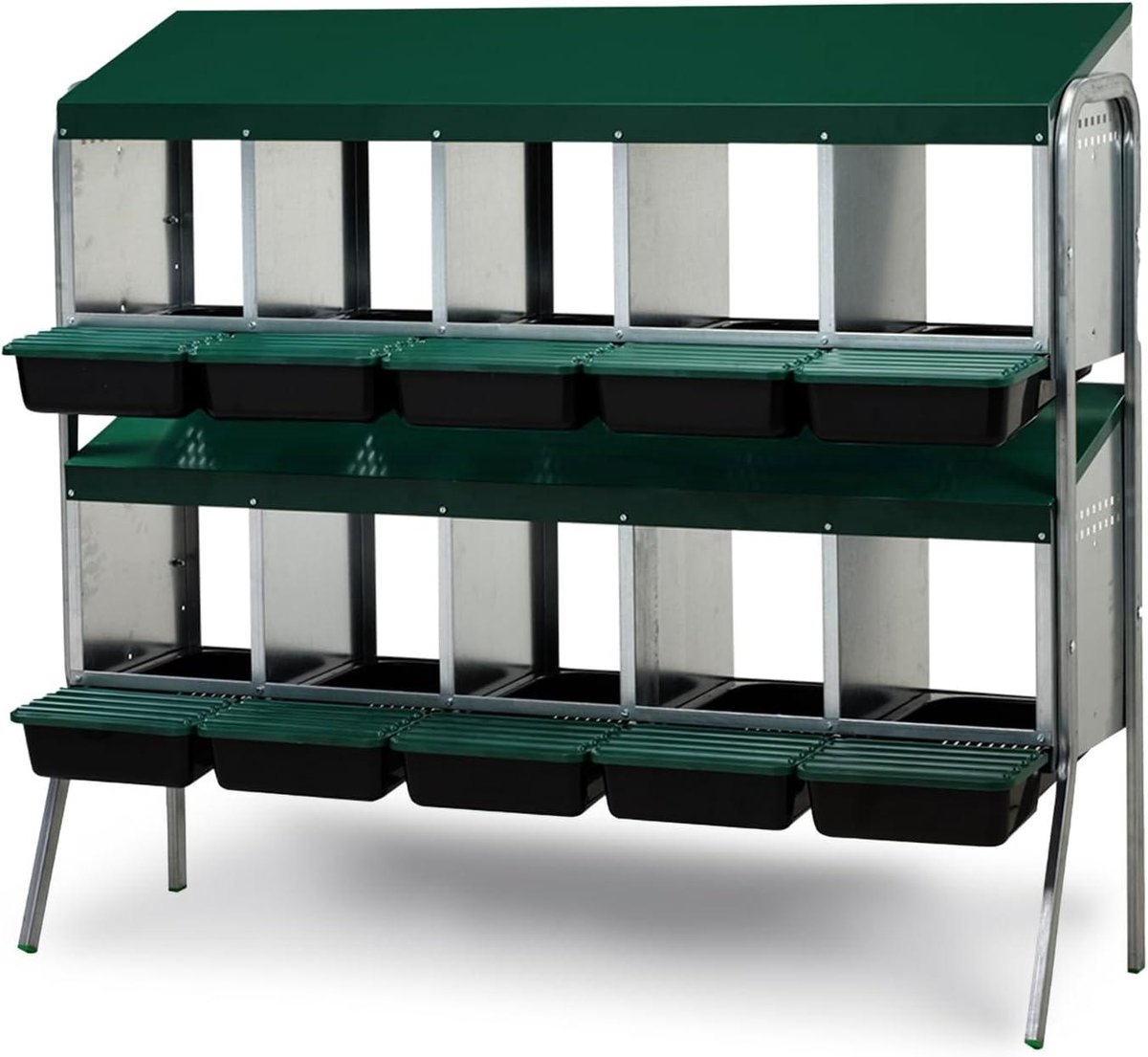 Legnest voor kippen - Kippenhok nest - Eieren leggen - Verhoogde positie - 1325 cm lengte - Groen