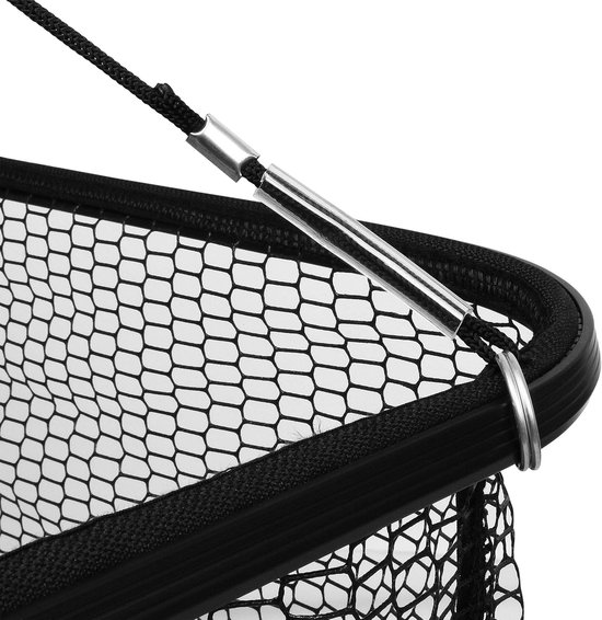 Schepnet Inklapbaar - Visnet Opvouwbaar - Vissen Vanaf Hoge Plekken - Rubber Bekleed Net - 80 cm Diameter - Zilver — afbeelding 2