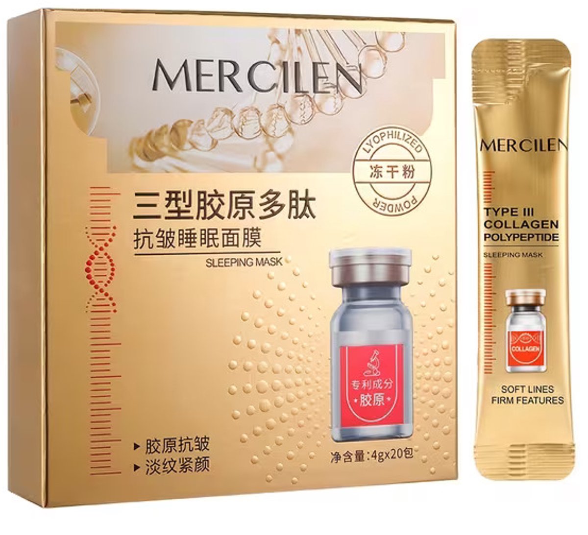 20-delige Collageen Sleeping Mask Set – Nachtmasker met Hyaluronzuur & Collageen – Hydraterende Gezichtsverzorging