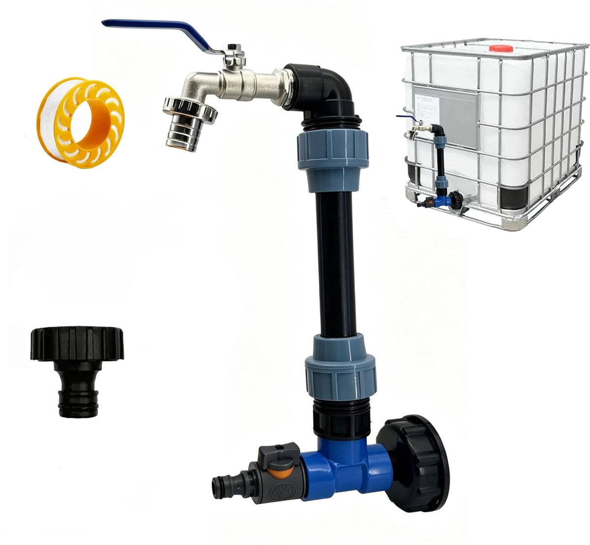Omgoods - 2-in-1 Zwanenhals en Kogelventiel voor IBC Tank 1000L