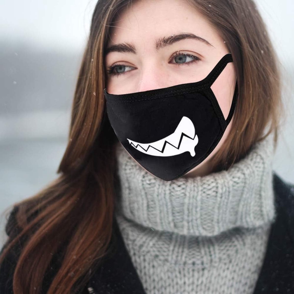 Herbruikbaar stoffen mondmasker met anime-print, 5 stuks, ademend en anti-stof, geschikt voor mannen en vrouwen