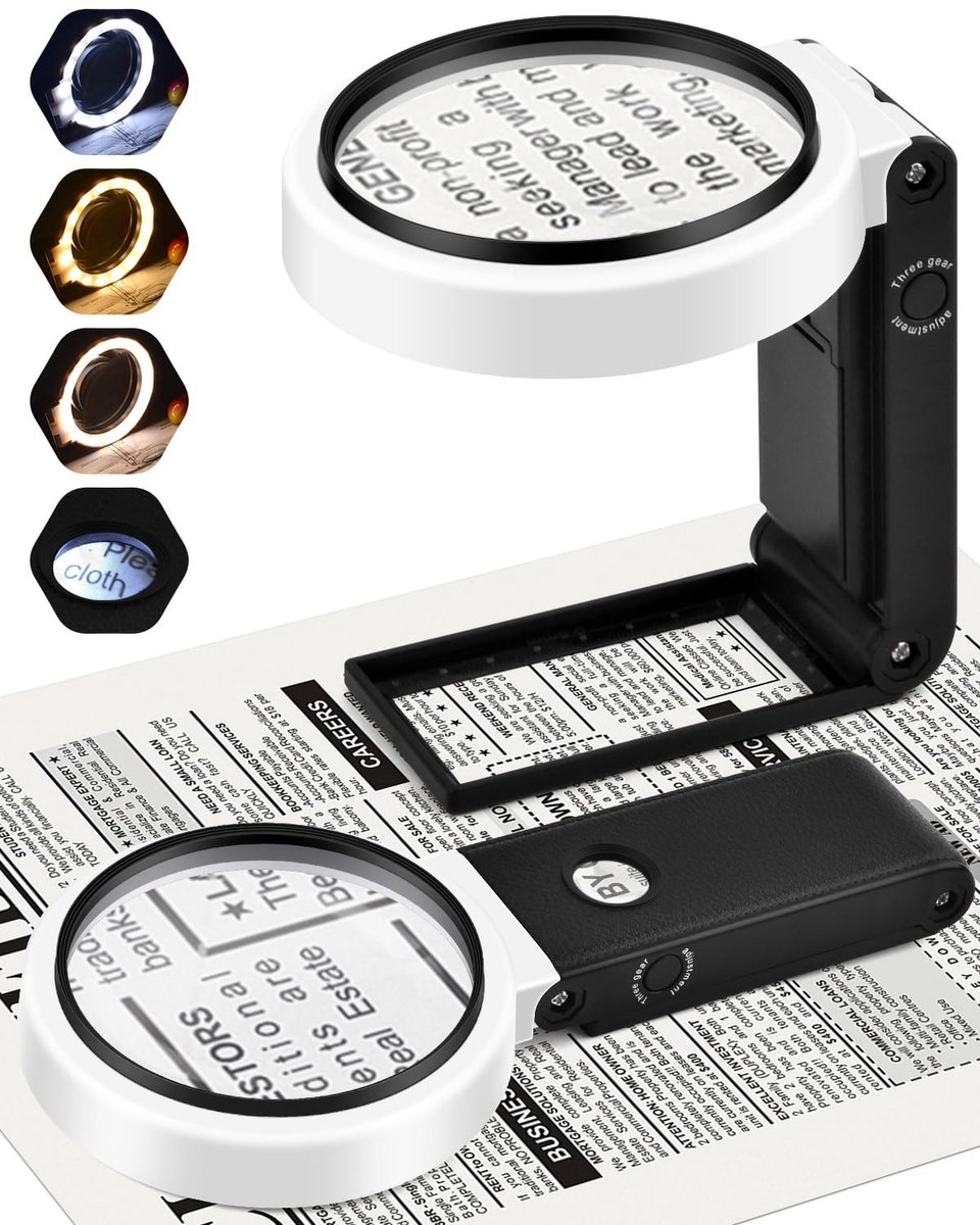 Omgoods - Vergrootglas met Licht en Standaard, 32 LED