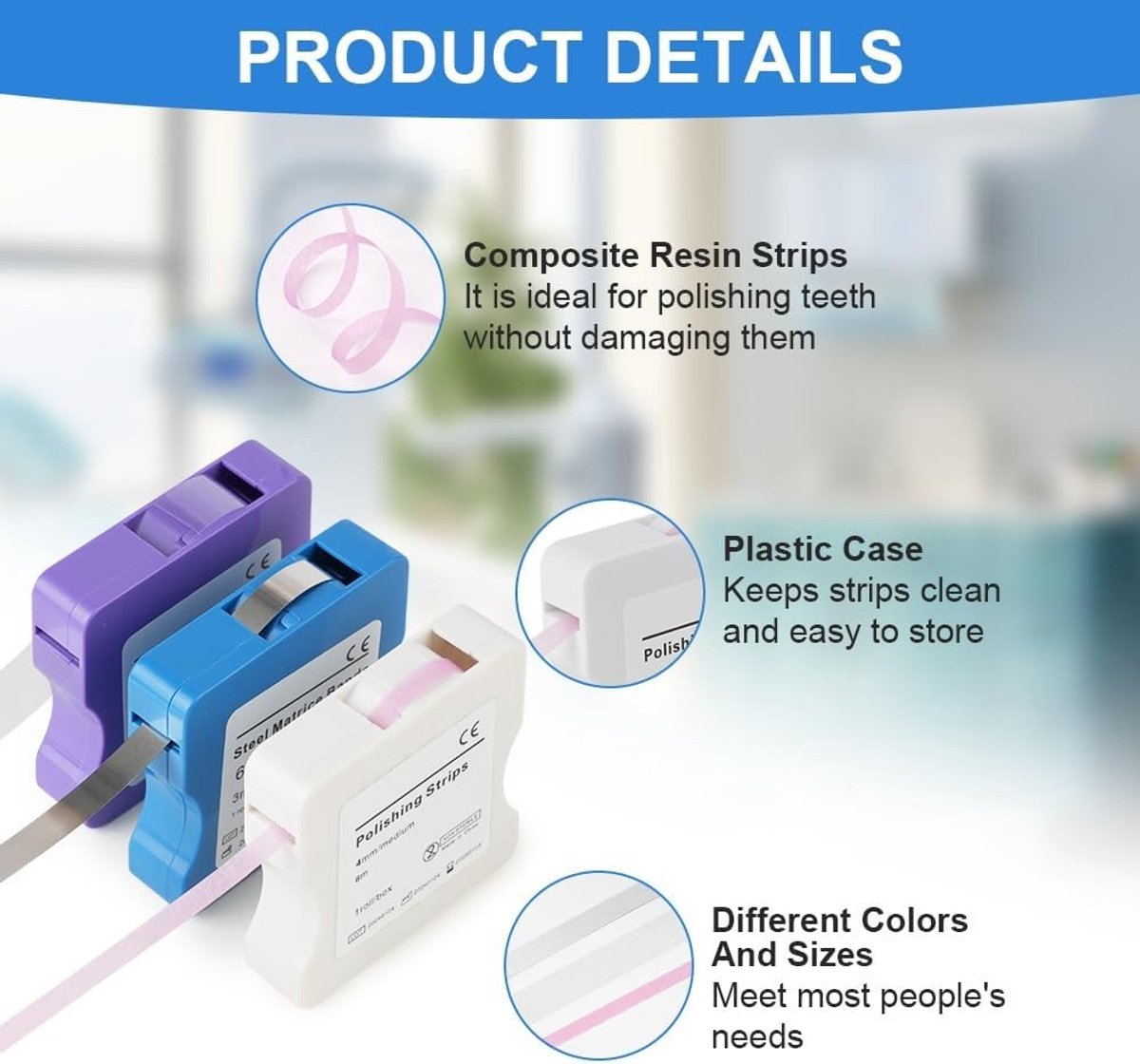 Dental Polishing Strips voor Tanden Bleken en Reinigen, 4mm/6m Interdentale Strips voor Gladde Tanden en Mondverzorging (Roze)