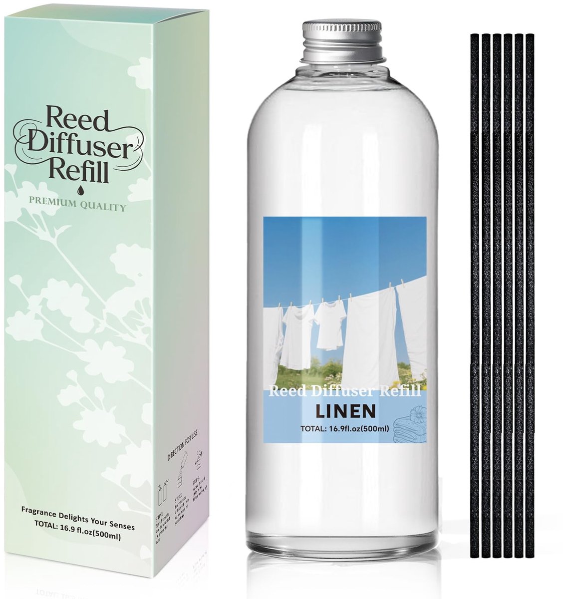 Omgoods - 500 ml Navullingsfles voor Geurverspreider met Rietjes