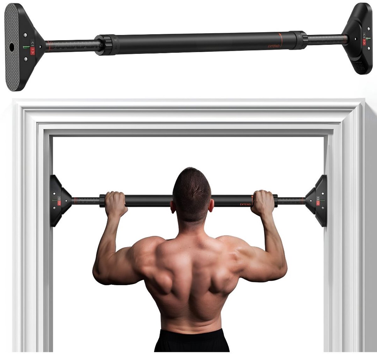 NIVA® Pull Up Bar - Optrekstang - Pull Up Bar Deur - Zwart - 94cm x 17cm x 5cm