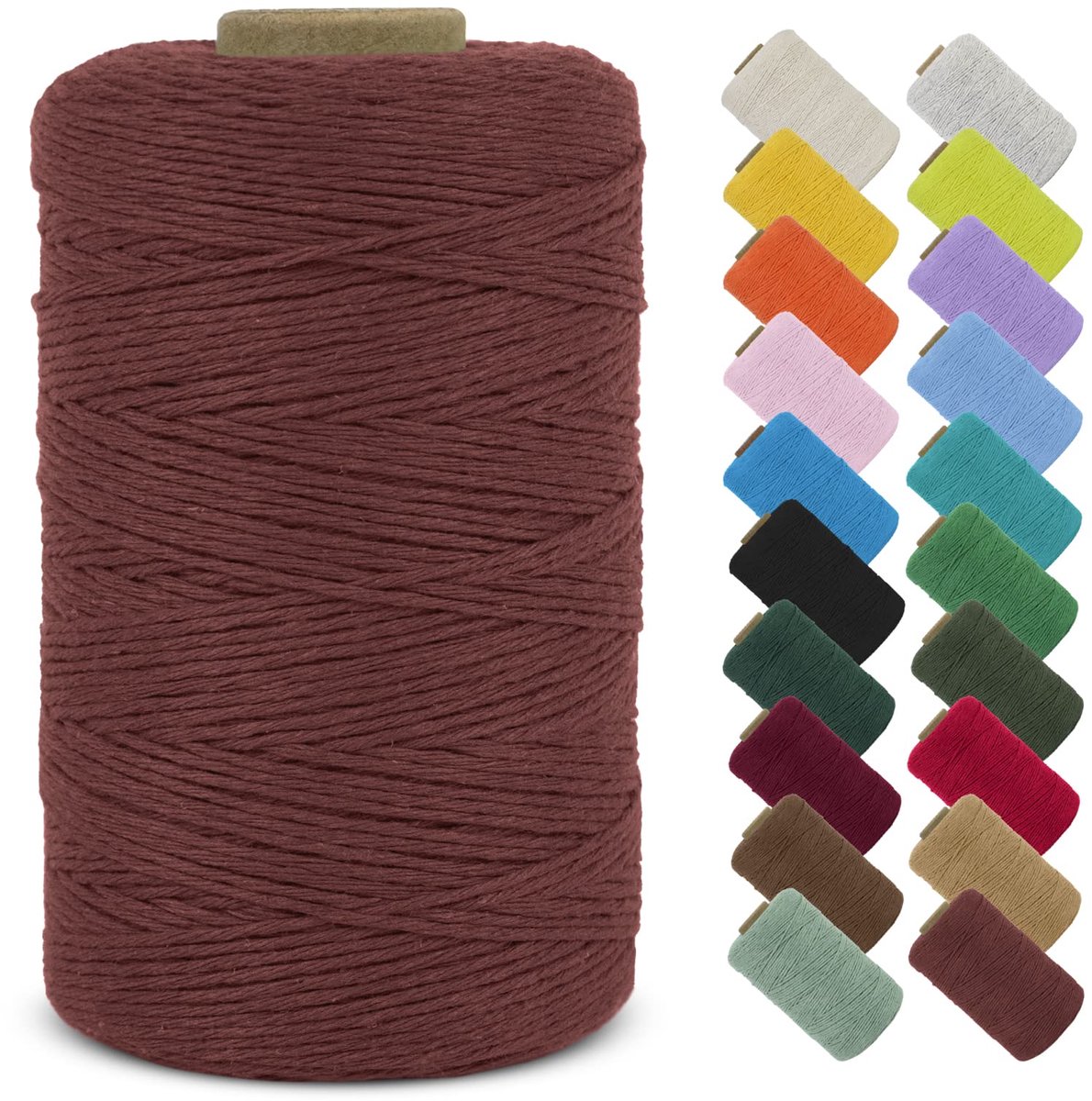 Macramee Garn 1mm x 390m Katoenen Touw voor DIY Projecten (Ziegelrood)