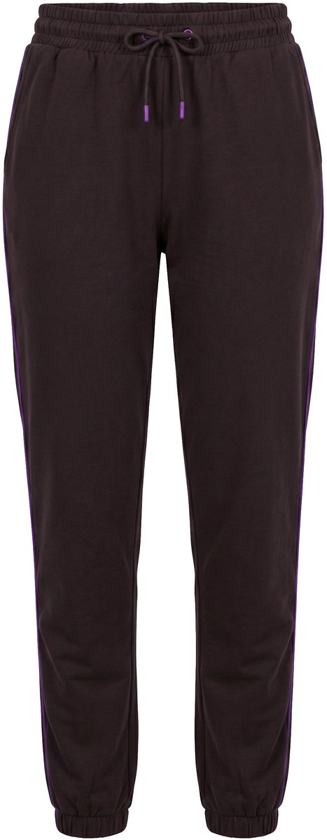 Ulla Popken - Dames - Joggingbroek paspel opzij elastische tailleband - Mahonie - Maat 54+