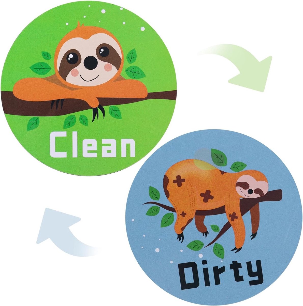 Dubbelzijdige Sloth Magnet voor Vaatwasser, Schoonmaak Indicator met Zelfklevende Plaat voor Keuken en Badkamer Decoratie