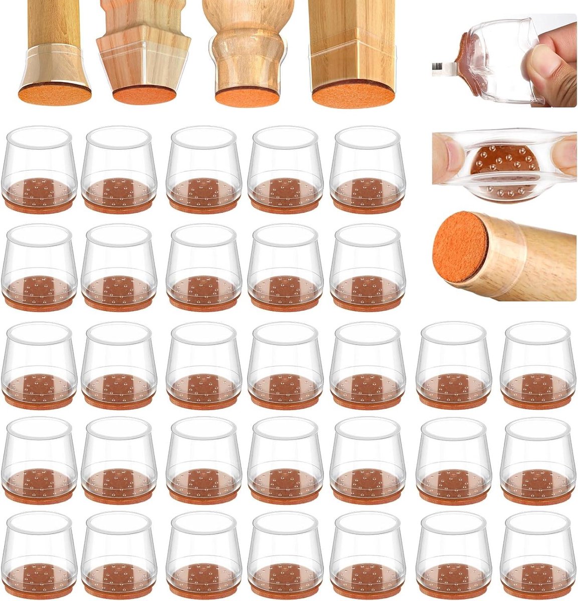 Stoelpootbeschermers - Meubelpads - Vloeren Beschermen - Zwaar Gebruik - 36 Stuks - Transparant