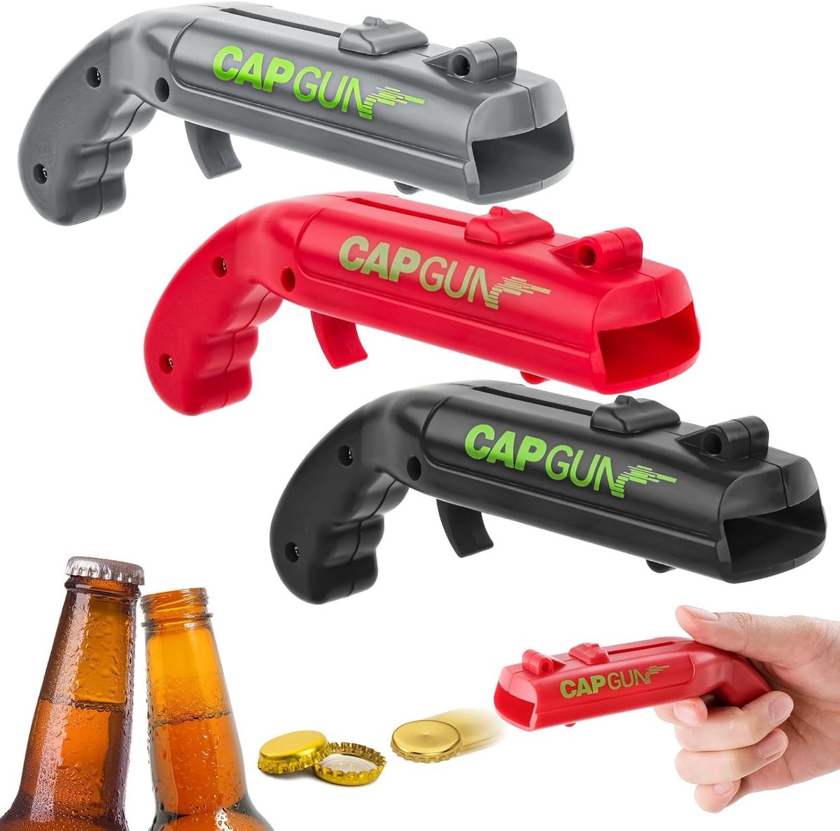 Mortier bier opener - Metaal - Set van 3 handzame flesopeners - Voor thuis en feestelijk gebruik