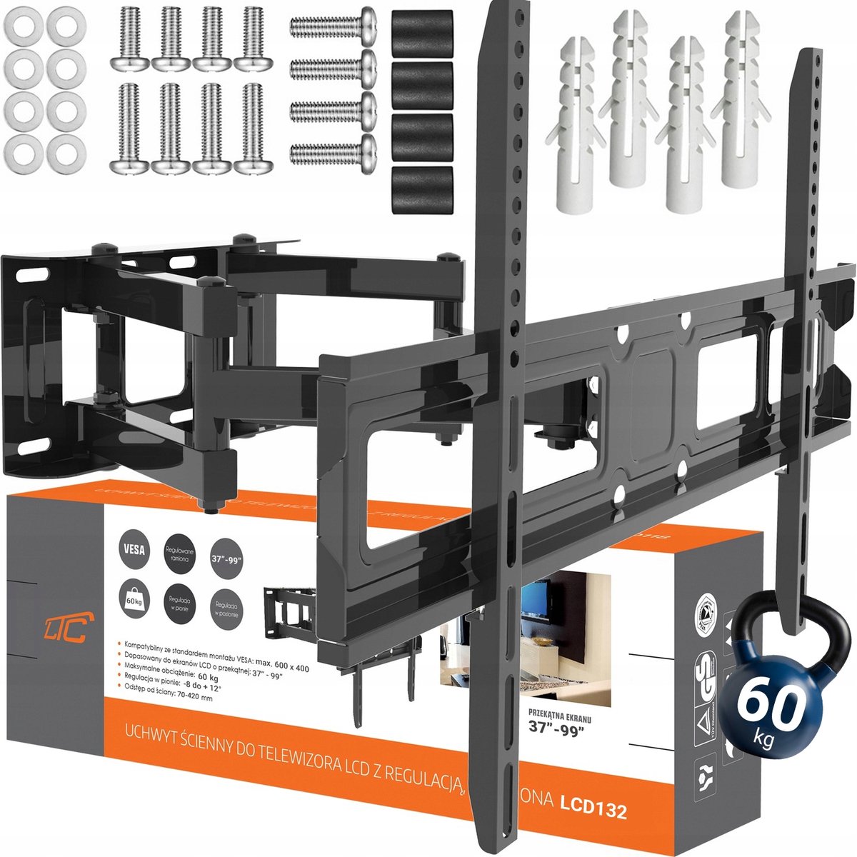 Universele TV-muurbeugel LTC 37"-99" Draai- en kantelbaar 60kg