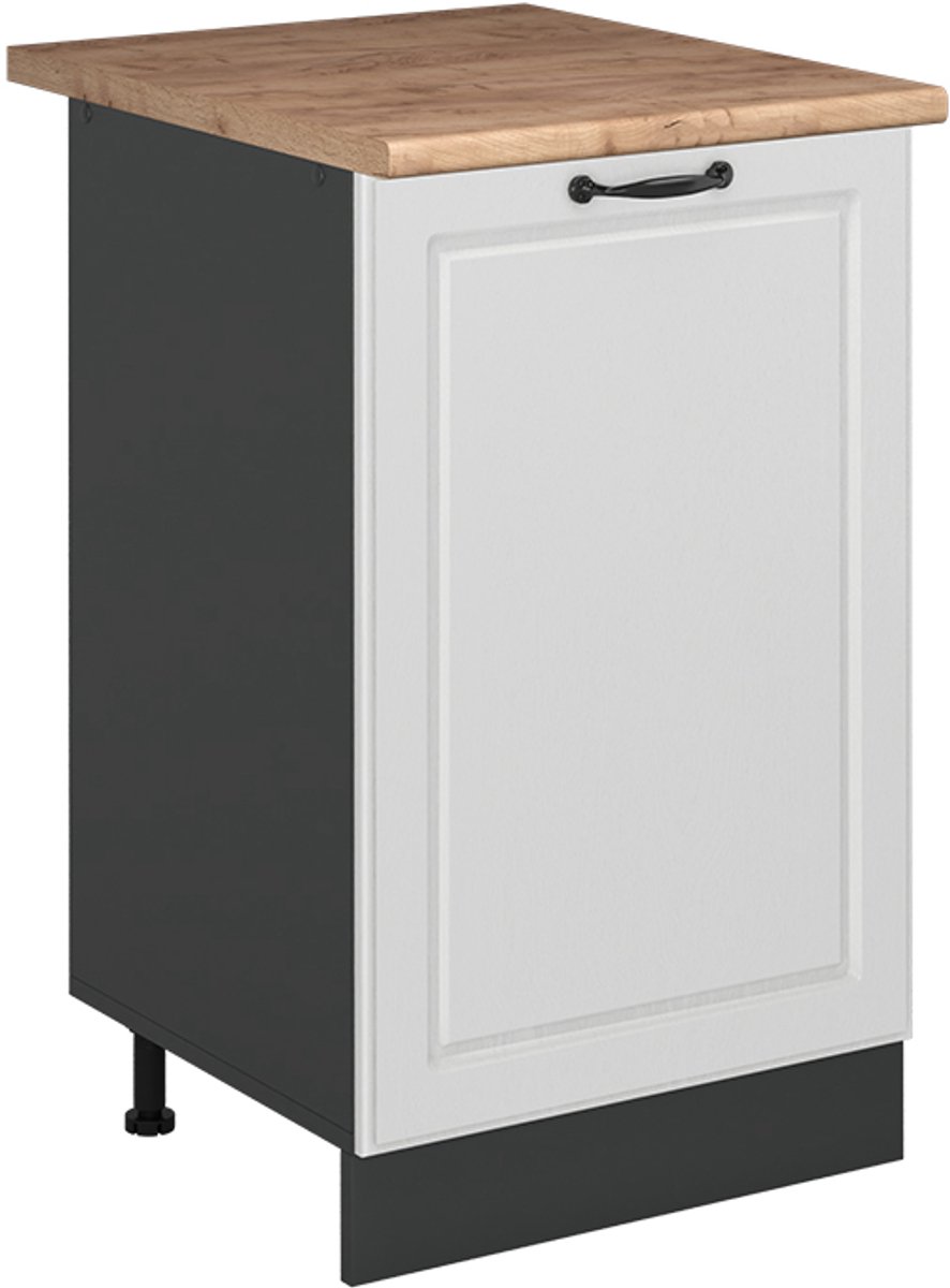 Vicco Keukenonderkast R-Line, Wit landelijk/Antraciet, 50 cm goudkleurig eiken werkblad