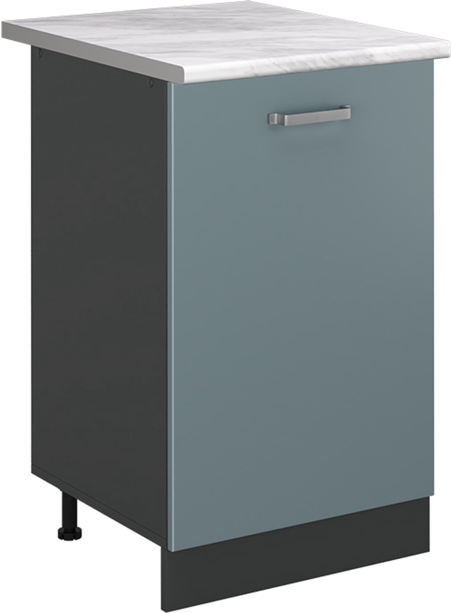 Vicco Keukenonderkast R-Line, Blauw-grijs/Antraciet, 50 cm marmer werkblad