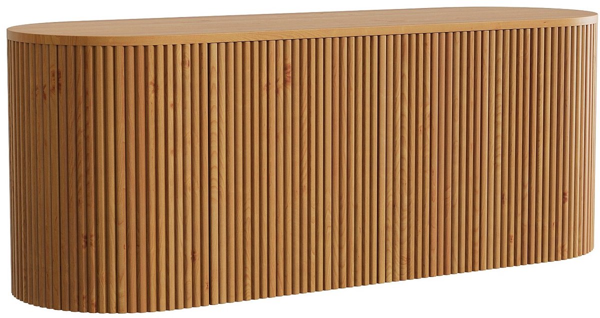 Vente-unique Zwevend wastafelmeubel in teak - Natuurlijk licht - 150 cm - TOWARI