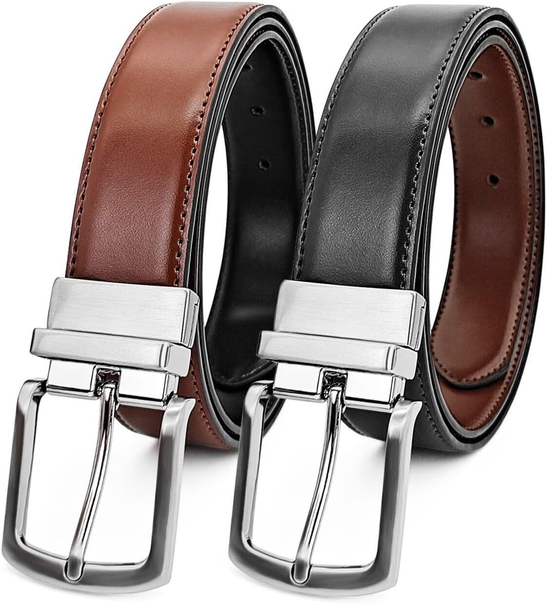 Reversible Leren Riem voor Mannen met Draaisluiting, 35mm Geschikt voor Jeans en Pakken, Twee Kleuren in Één Riem