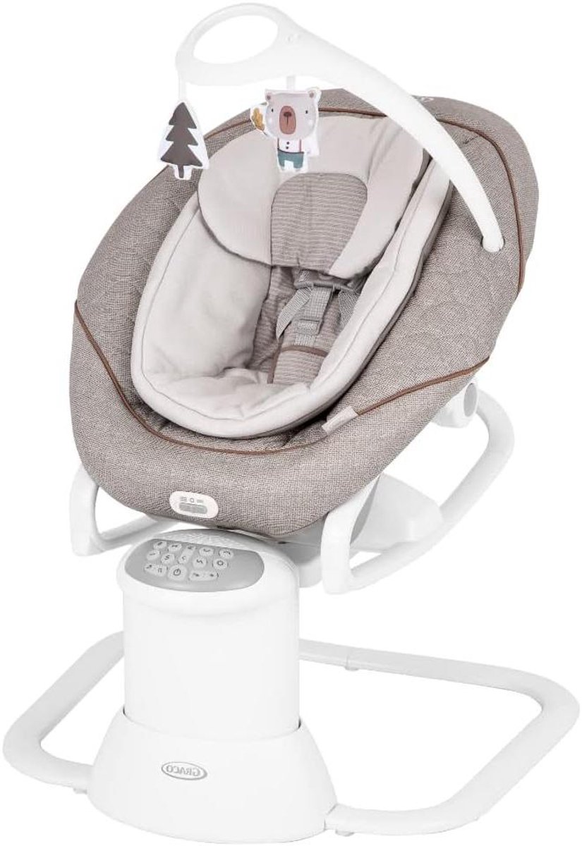 Babyschommel en wip - Draagbare schommelstoel - Baby kalmeren - 16 rustgevende bewegingen - Tot 9 kg - Beige