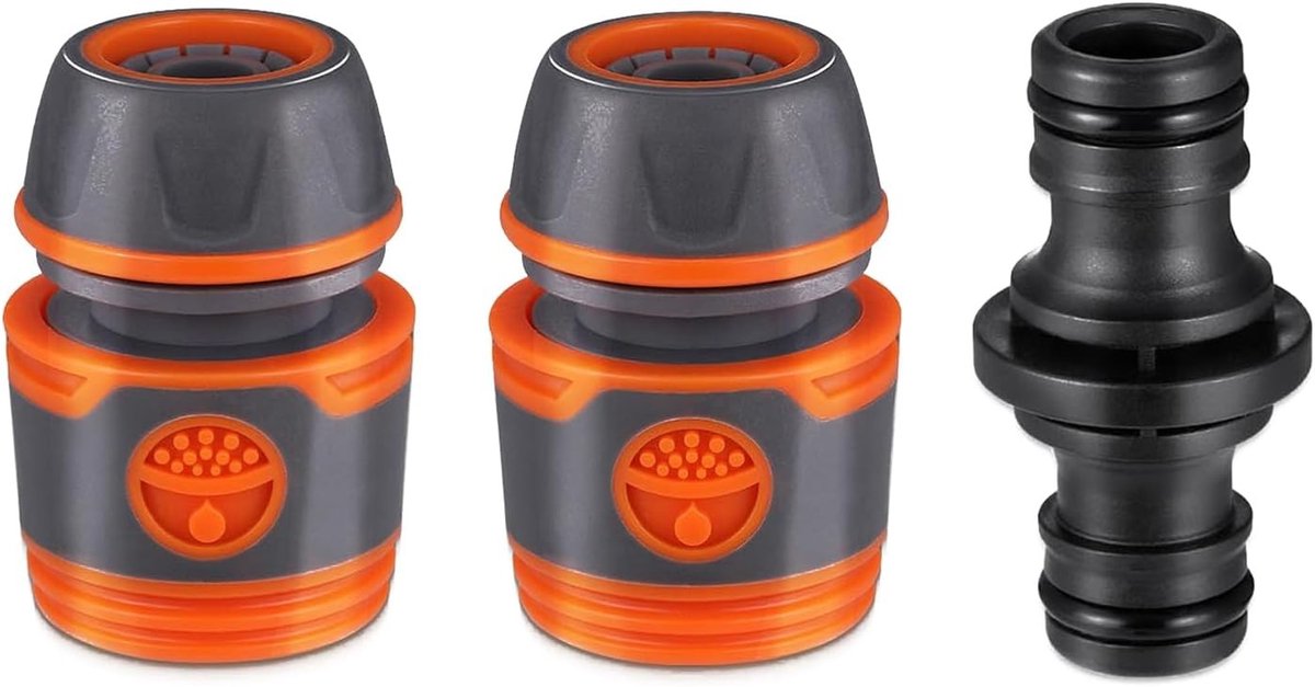 Hose Connector Set voor Tuin, 2 Stuks Slangverbinders met 1 Koppeling, 1/2 Inch Slangaccessoires voor Tuinonderhoud en Irrigatie