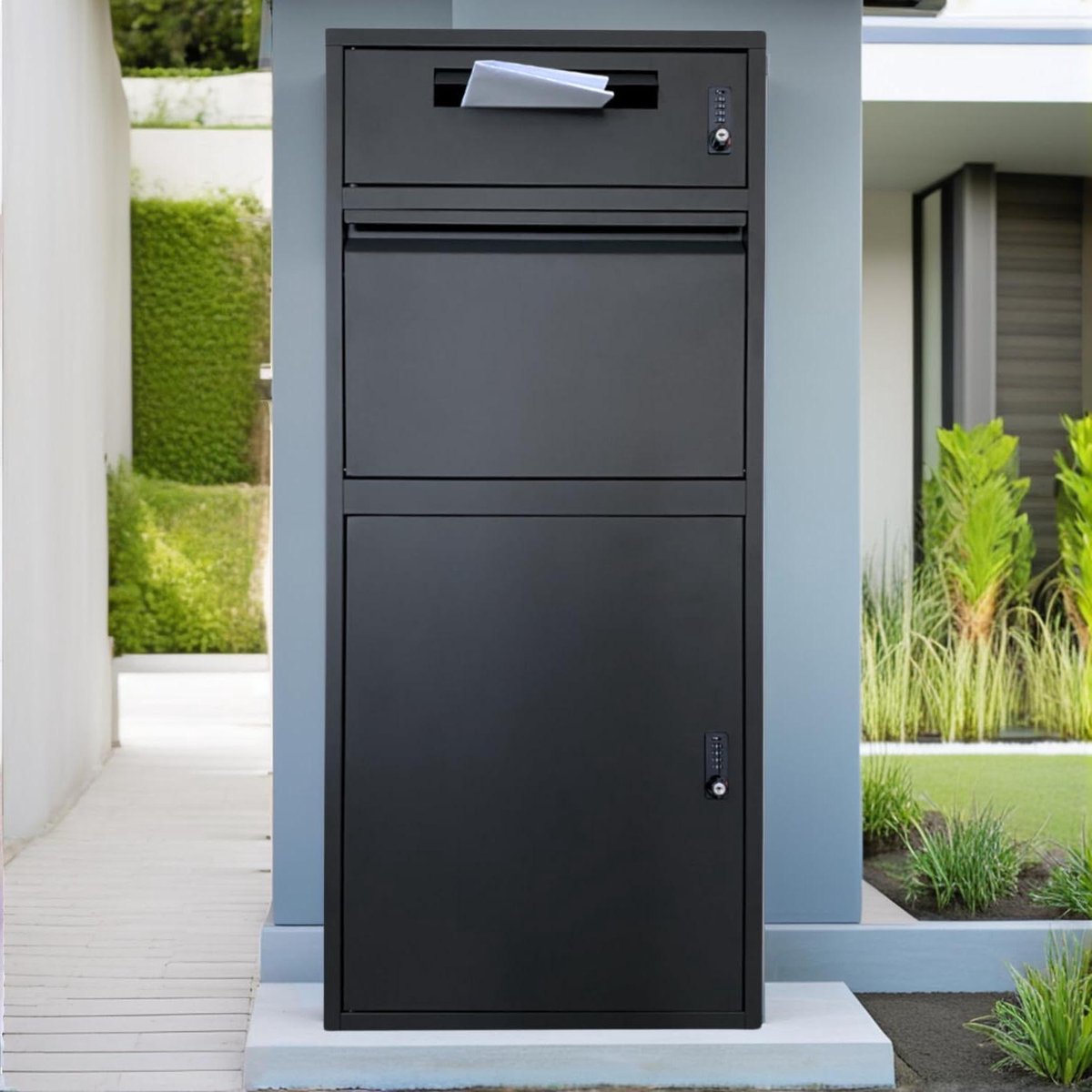 Pakketbrievenbus - Pakketbox brievenbus - Veilig post ontvangen - Apart postvak - 112 cm hoog - Zwart