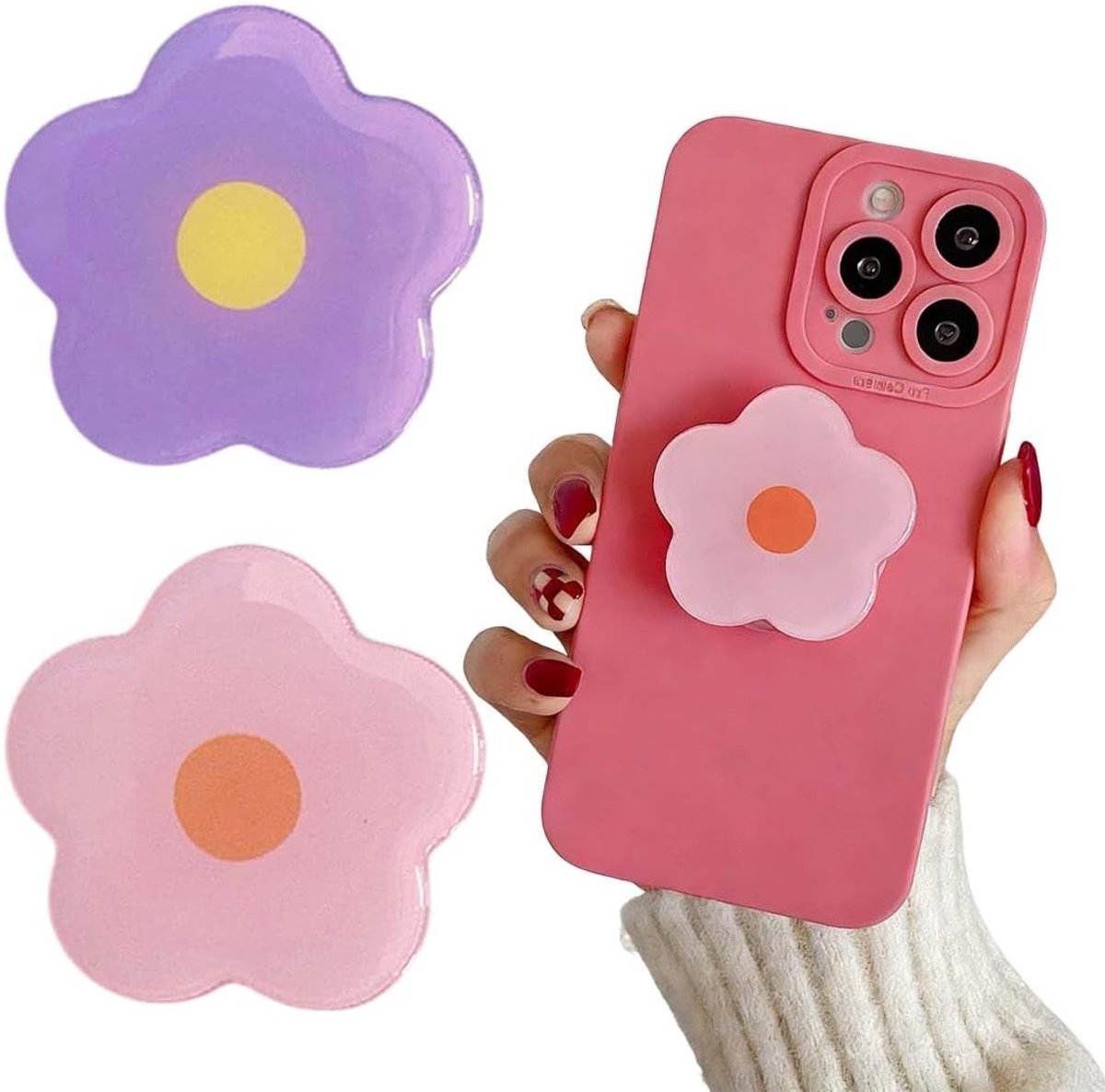 Verstelbare Telefoon Grip met Plakrug, Uittrekbare Houder en Handgreep, Accessoires voor Smartphones en Tablets