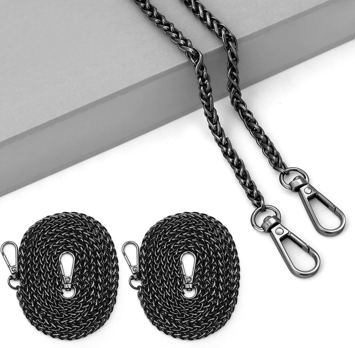 Set van 2 Zwarte Handtas Kettingen van 1,2 m, Vervangende Kettingen voor Schoudertassen en Diverse Tassen, Ideaal voor Stijlvolle Accessoires